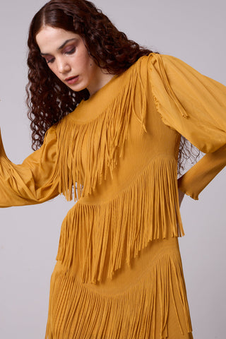 Lola Fringe Dress - Yellow