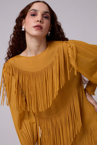 Lola Fringe Dress - Yellow