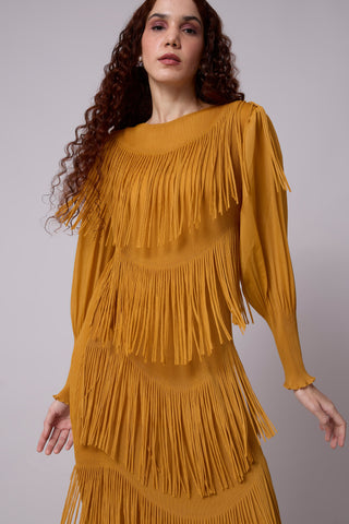 Lola Fringe Dress - Yellow