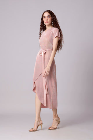 Delphi Overlap Dress - Pink & Gold