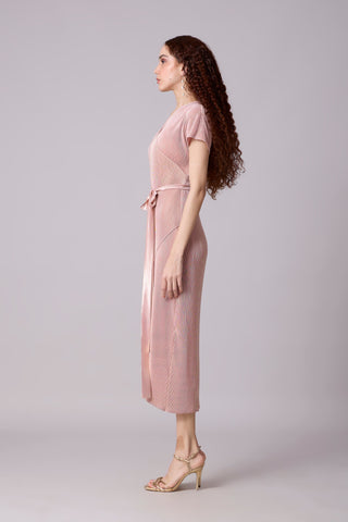 Delphi Overlap Dress - Pink & Gold