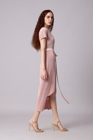 Delphi Overlap Dress - Pink & Gold