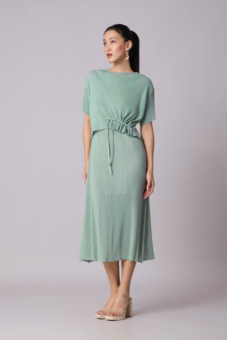 Elsie Cape Dress - Sage Blue