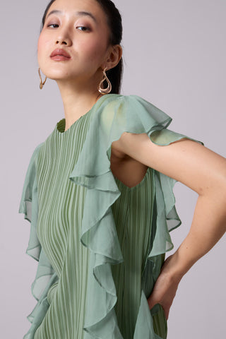 Lissy Ruffle Dress - Sage Green