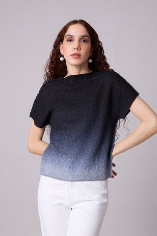 Ramie Ombre Top - Black