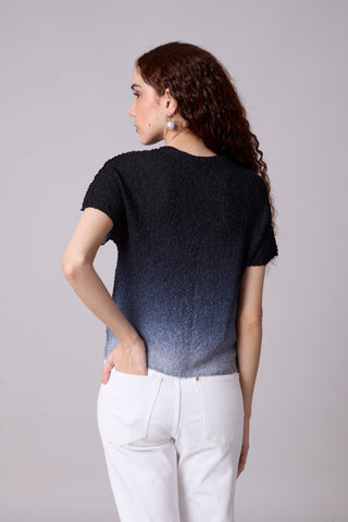 Ramie Ombre Top - Black