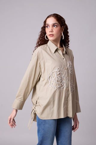 Avery Applique Shirt - Beige