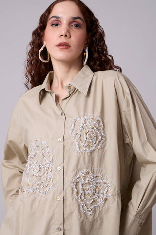 Avery Applique Shirt - Beige