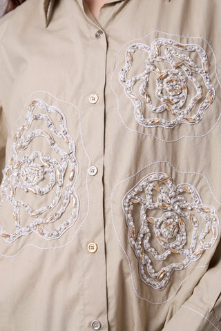 Avery Applique Shirt - Beige