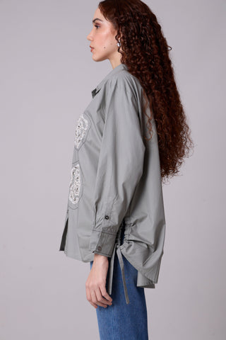 Avery Applique Shirt - Storm Grey