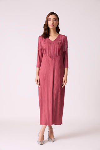 Gabby Fringe Dress - Dull Rose
