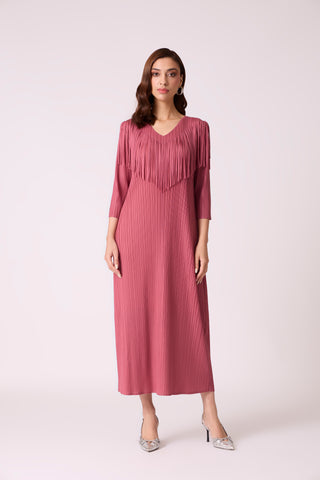 Gabby Fringe Dress - Dull Rose