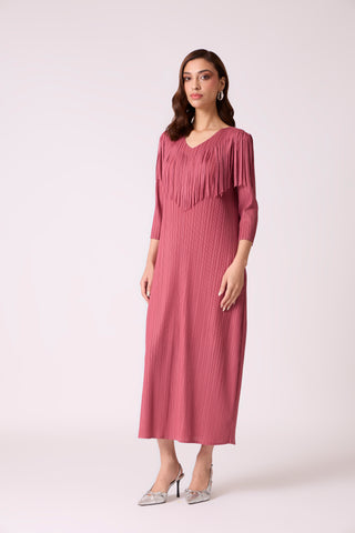 Gabby Fringe Dress - Dull Rose