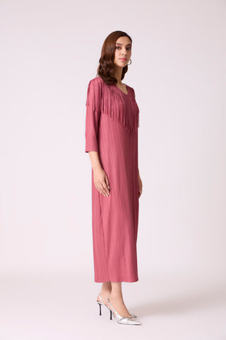 Gabby Fringe Dress - Dull Rose