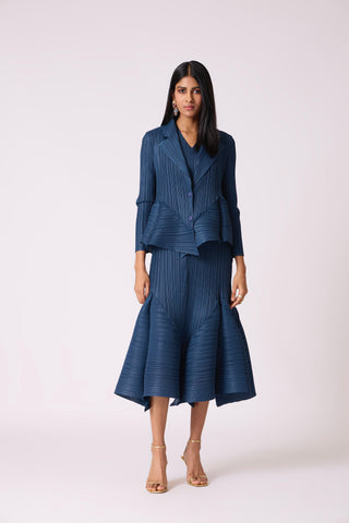Tulip Overlay Dress - Steel Blue