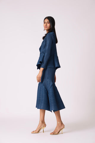 Tulip Overlay Dress - Steel Blue