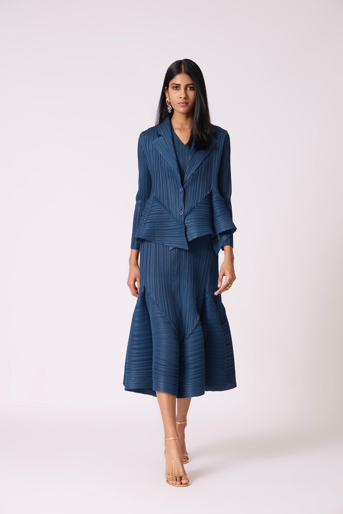 Tulip Overlay Dress - Steel Blue