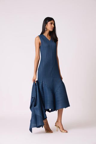 Tulip Overlay Dress - Steel Blue