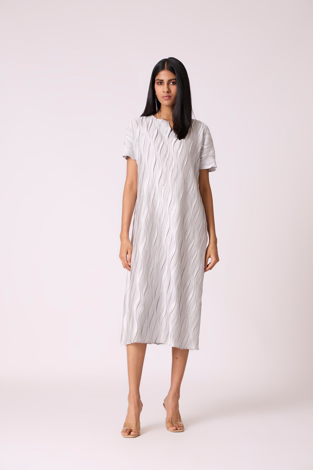 Valerie Satin Dress - Platinum Grey