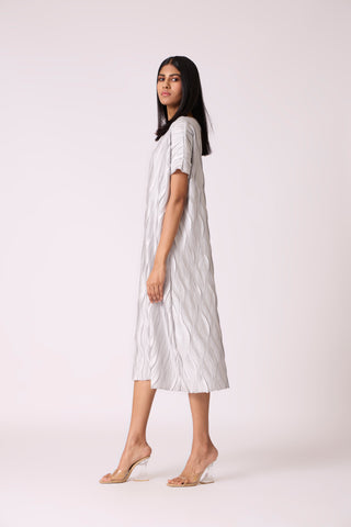 Valerie Satin Dress - Platinum Grey