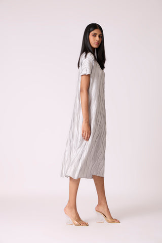 Valerie Satin Dress - Platinum Grey