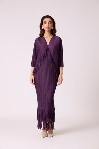 Blake Fringe Maxi Dress - Wine Purple