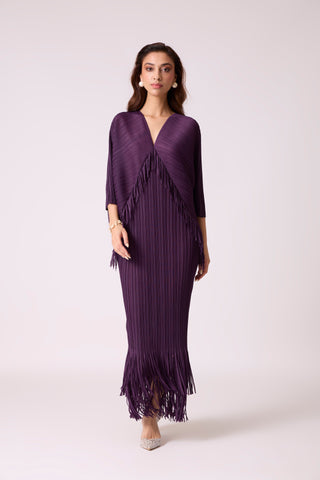 Blake Fringe Maxi Dress - Wine Purple