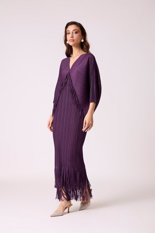 Blake Fringe Maxi Dress - Wine Purple