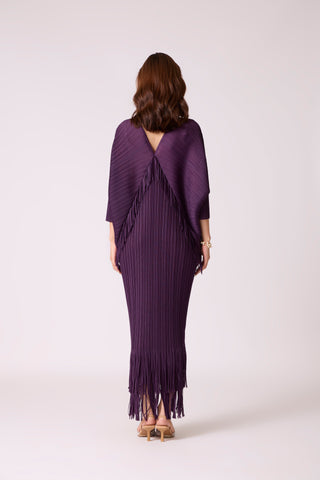 Blake Fringe Maxi Dress - Wine Purple