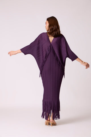 Blake Fringe Maxi Dress - Wine Purple