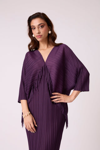 Blake Fringe Maxi Dress - Wine Purple