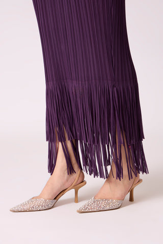 Blake Fringe Maxi Dress - Wine Purple