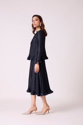 Celestine Satin Overlay Dress - Dark Navy