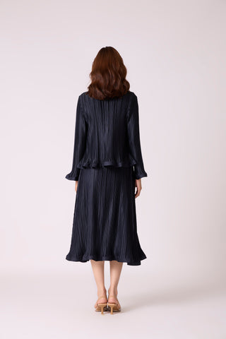 Celestine Satin Overlay Dress - Dark Navy