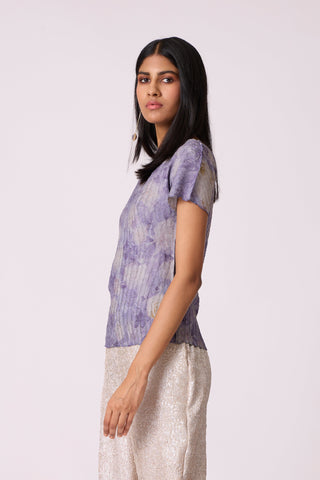 Leona Print Top - Blue Lilac