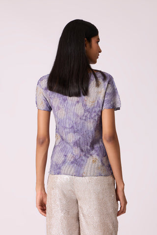 Leona Print Top - Blue Lilac
