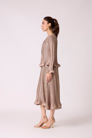 Celestine Satin Overlay Dress - Taupe