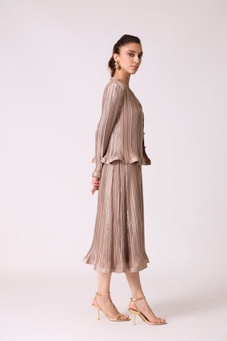 Celestine Satin Overlay Dress - Taupe