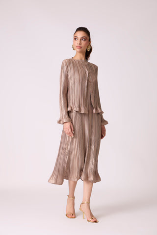Celestine Satin Overlay Dress - Taupe