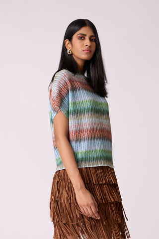 Liva Print Top - Blue Green
