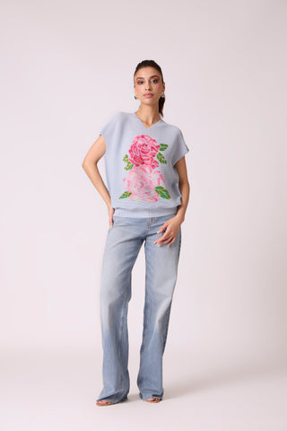 Elosie Rose Top - Powder Blue