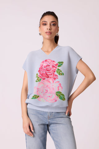 Elosie Rose Top - Powder Blue