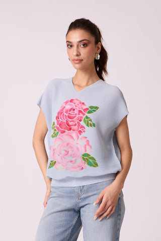 Elosie Rose Top - Powder Blue