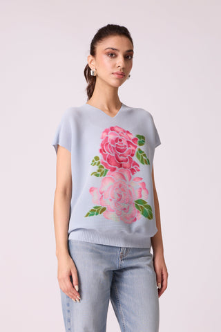 Elosie Rose Top - Powder Blue