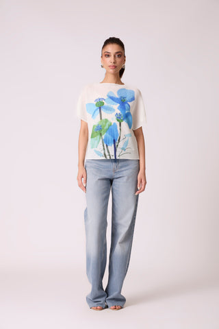 Liva Floral Top - White