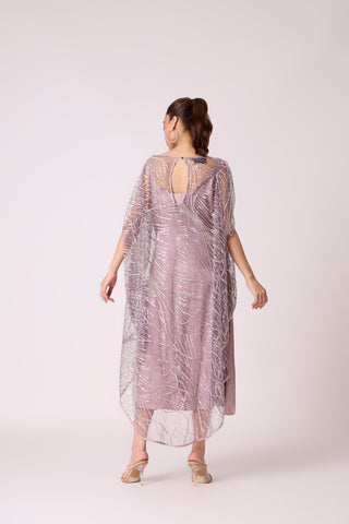 Leah Embroidered Cape Midi Dress - Wild Lavendar
