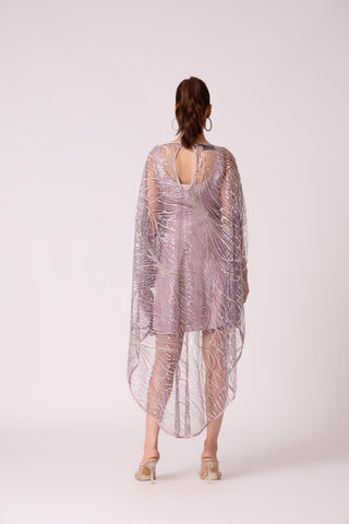 Leah Embroidered Cape Mini Dress - Wild Lavendar