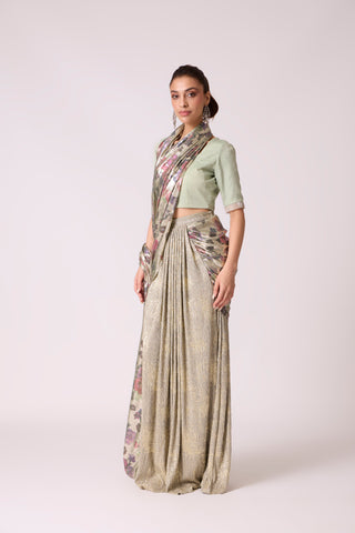 Annika Saree with Blouse - Mint