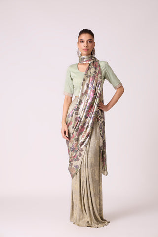 Annika Saree with Blouse - Mint