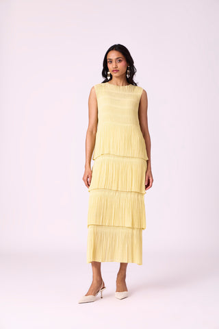 Nadia Tier Dress - Light Yellow